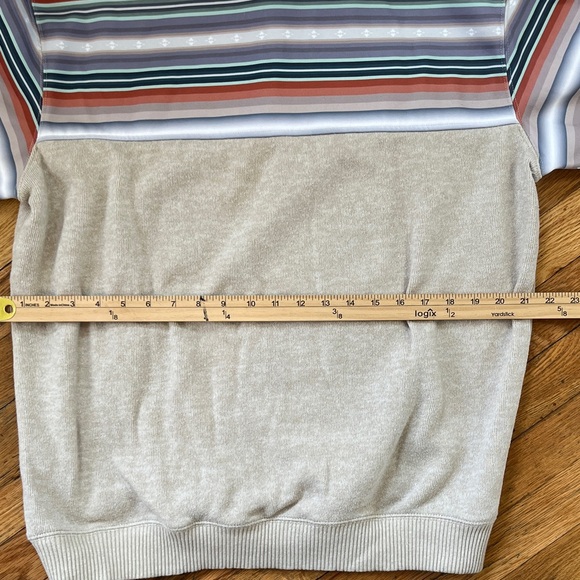 Hooey Beige Pullover Hoodie with Multi-Color Striped Hood & Sleeves - Picture 8 of 10